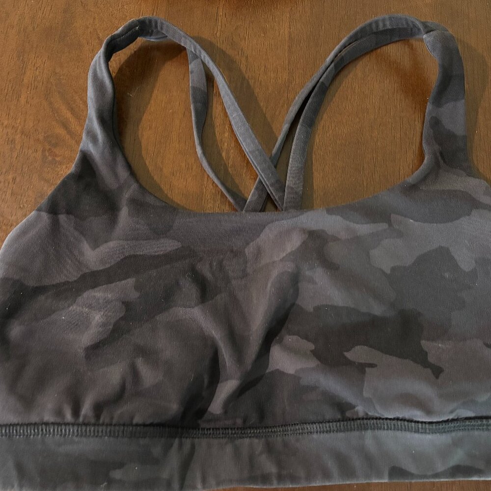 Lululemon Energy Bra Black Camo Size 6